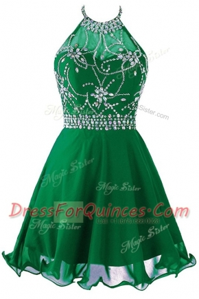 Wonderful Scoop Green Sleeveless Organza Zipper Prom Gown for Prom and Party