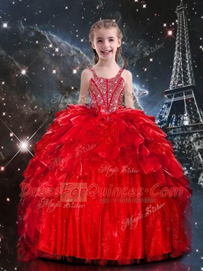 Sumptuous Sleeveless Beading and Ruffles Lace Up Flower Girl Dresses