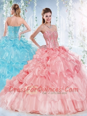 Latest Visible Boning Beaded Bodice Detachable Quinceanera Gown in Organza