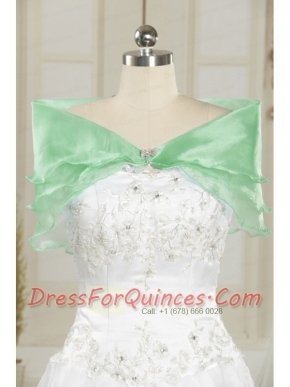Beautiful Organza Beading Apple Green Shawls for 2015