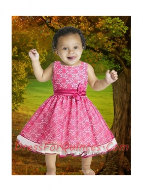 Organza Square Sleeveless Knee-length Flower Girl Dress with Bowknot