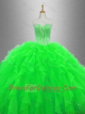 Beaded and Ruffles Beautiful Sweet 16 Gowns with Sweetheart