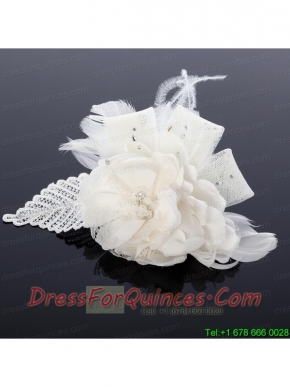 2014 Spring  White Tulle Fascinators with Imitation Pearls