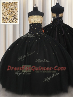 Fabulous Black Sleeveless Floor Length Beading Lace Up Quinceanera Gowns