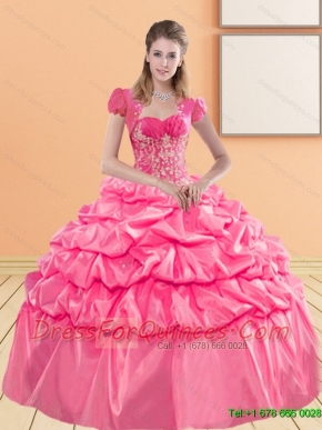 Delicate Sweetheart 2015 15th Birthday Dresses with Appliques and Pick Ups