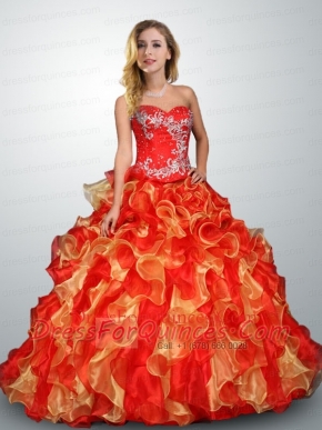 2014 Classical Multi-color Quinceanera Dresses with Appliques and Ruffles