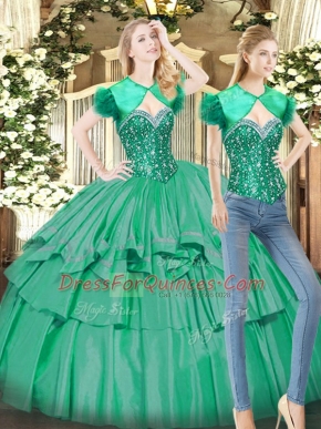Floor Length Turquoise Ball Gown Prom Dress Sweetheart Sleeveless Lace Up