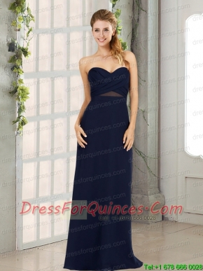 2015 Navy Blue Empire Sweetheart Prom Dress with Zipper Up
