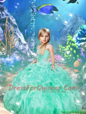 Lovely Strapless Beaded Apple Green Mini  Quinceanera Dresses with Ruffles