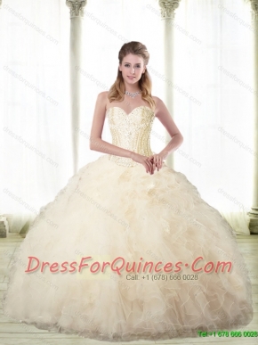 Sturning Champagne Custom Made Quinceanera Dresses with Beading