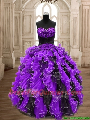 Latest Big Puffy Beading and Ruffles Quinceanera Dress in Organza