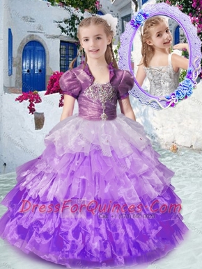 Gorgeous Straps Little Girl Pageant Dresses with Ruffled Layers and Beading