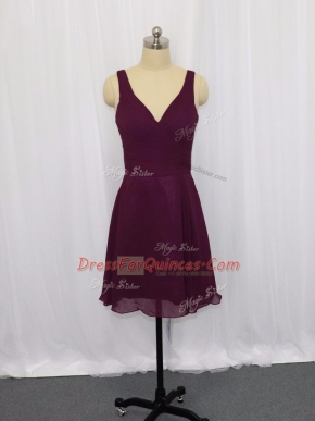 Chiffon Sleeveless Mini Length Juniors Party Dress and Ruching