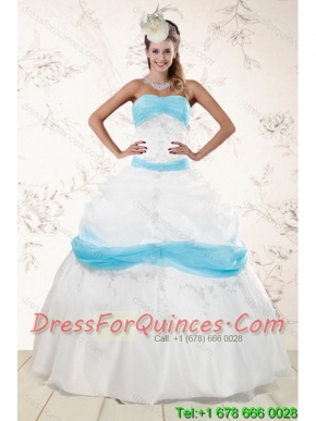 2015 Best Strapless Floor Length Sweet 16 Dresses with Appliques