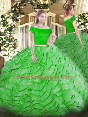 Perfect Vestidos de Quinceanera Off The Shoulder Short Sleeves Brush Train Zipper