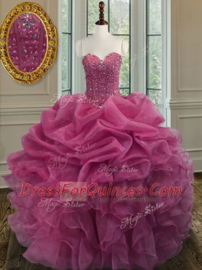 Top Selling Lilac Sweetheart Lace Up Beading and Ruffles Quinceanera Dress Sleeveless