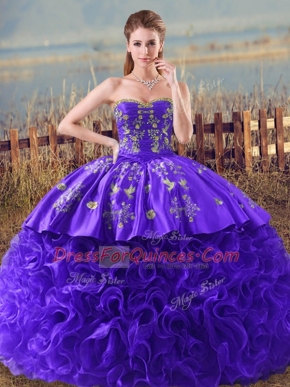 New Arrival Fabric With Rolling Flowers Sleeveless Quinceanera Dresses Brush Train and Embroidery and Ruffles