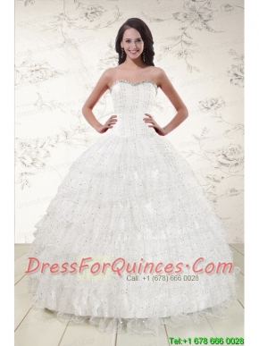 The Most Popular White Sequins Ball Gown Quinceanera Dresses for 2015