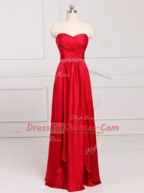 Custom Designed Red Sweetheart Zipper Beading and Belt Damas Dress Sleeveless