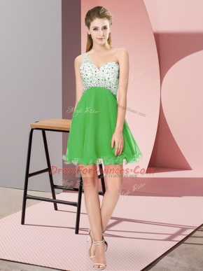 New Arrival Mini Length Empire Sleeveless Green Prom Dresses Criss Cross