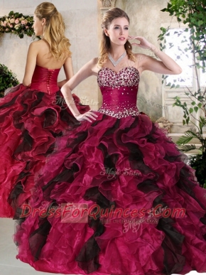 Most Popular Sweetheart Multi Color Sweet 16 Gowns with Beading and Ruffles
