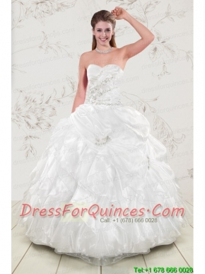 Classical Beading and Ruffles 2015 Quinceanera Dresses in White