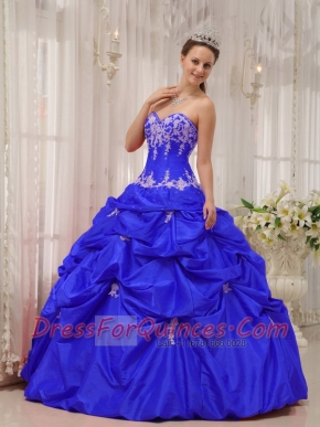 Classical Quinceanera Dresses In Blue Ball Gown Sweetheart With Taffeta Appliques