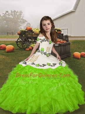 Attractive Ball Gowns Little Girl Pageant Dress Straps Organza Sleeveless Floor Length Lace Up