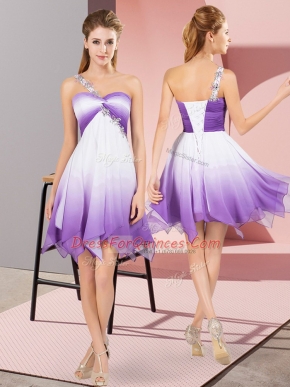 Trendy Multi-color Lace Up One Shoulder Beading Prom Dress Fading Color Sleeveless