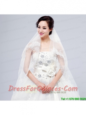 Elegant One-Tier Lace Edge Elbow Veils for Wedding Party