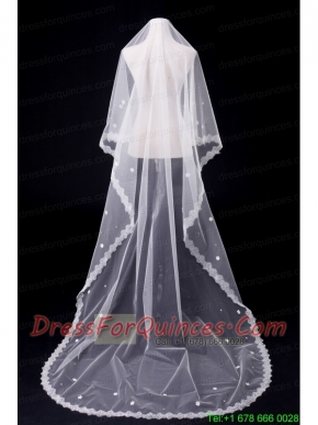One-Tier Oval Lace Edge Bridal Veils for Wedding Party