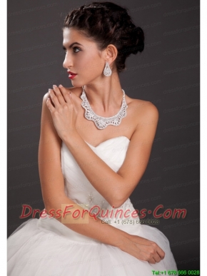 Shimmering Ladies Imitation Pearl Necklace and Earrings Jewelry Set