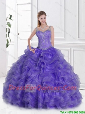 2016 Fashionable Ball Gown Lavender Sweet 16 Dresses with Straps