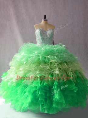Multi-color Sweetheart Lace Up Beading and Ruffles Quinceanera Gowns Sleeveless