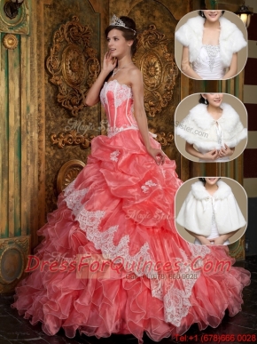2016 Pretty Appliques and Ruffles Quinceanera Gowns in Waltermelon