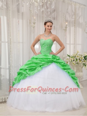 Ball Gown Sweetheart 2014 Taffeta/Tulle Beadings Spring  Quinceanera Dresses