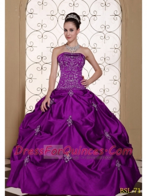 Attractive Multi-tiered Embroidery Fuchsia Beautiful Quinceanera Dress 2014