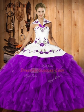 Floor Length Ball Gowns Sleeveless Eggplant Purple Quinceanera Gowns Lace Up