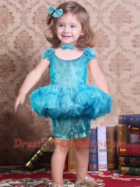 Sweet Ball Gown Scoop Mini-length Little Girl Dress with Bowknot
