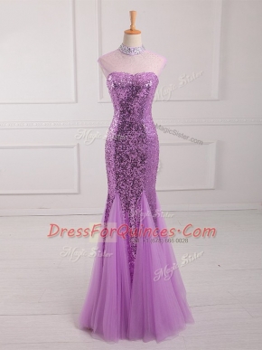 Wonderful Sleeveless Lace Up Floor Length Beading and Sequins Prom Party Dress