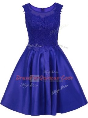 Delicate Mini Length Blue Quinceanera Court Dresses Scoop Sleeveless Zipper