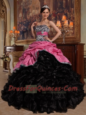 Popular Coral Red and Black BallGown Sweetheart Floor-length 2014 Spring Quinceanera Dresses