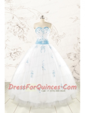 Discount Appliques and Beading White 2015 Quinceanera Dresses
