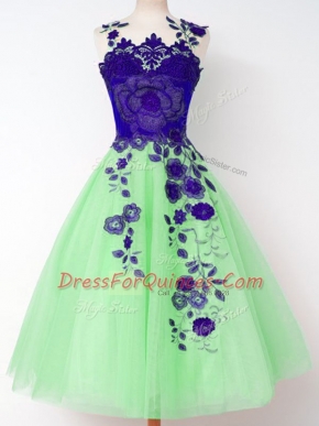 Appliques Quinceanera Dama Dress Lace Up Sleeveless Knee Length