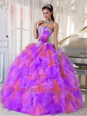 2014 Fashionable Multi-color Organza Appliques  Sweetheart Cheap Quinceanera Dresses