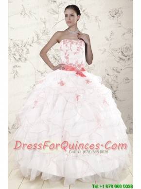 Most Popular White Quinceanera Dresses with Pink Appliques and Ruffles