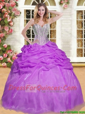 Wholesale Beaded and Pick Ups Sweet 16 Dress in Eggplant Purple