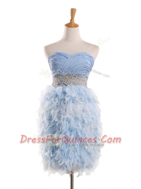 Light Blue Sleeveless Chiffon Zipper Prom Dress