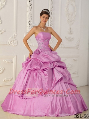 Gorgeous Rose Pink A-Line / Princess Strapless Floor-length Taffeta Beading For Sweet 16 Dresses