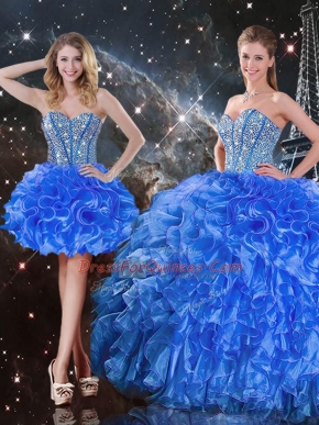 On Sale Royal Blue Quinceanera Dresses Military Ball and Sweet 16 and Quinceanera with Beading and Ruffles Sweetheart Sleeveless Lace Up